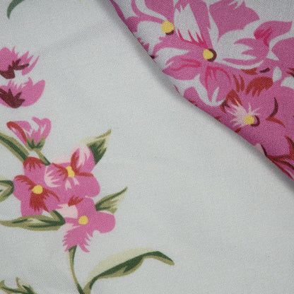 Light Grey Floral Digital Print Rayon Fabric - Fabcurate