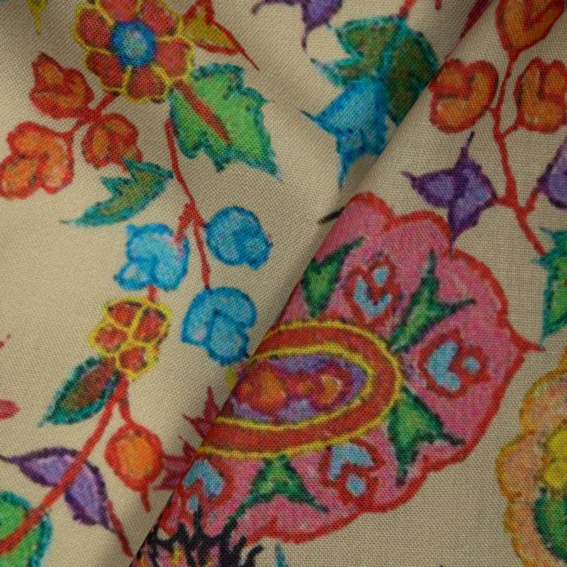 Multicolor Paisely Digital Print Rayon Fabric - Fabcurate