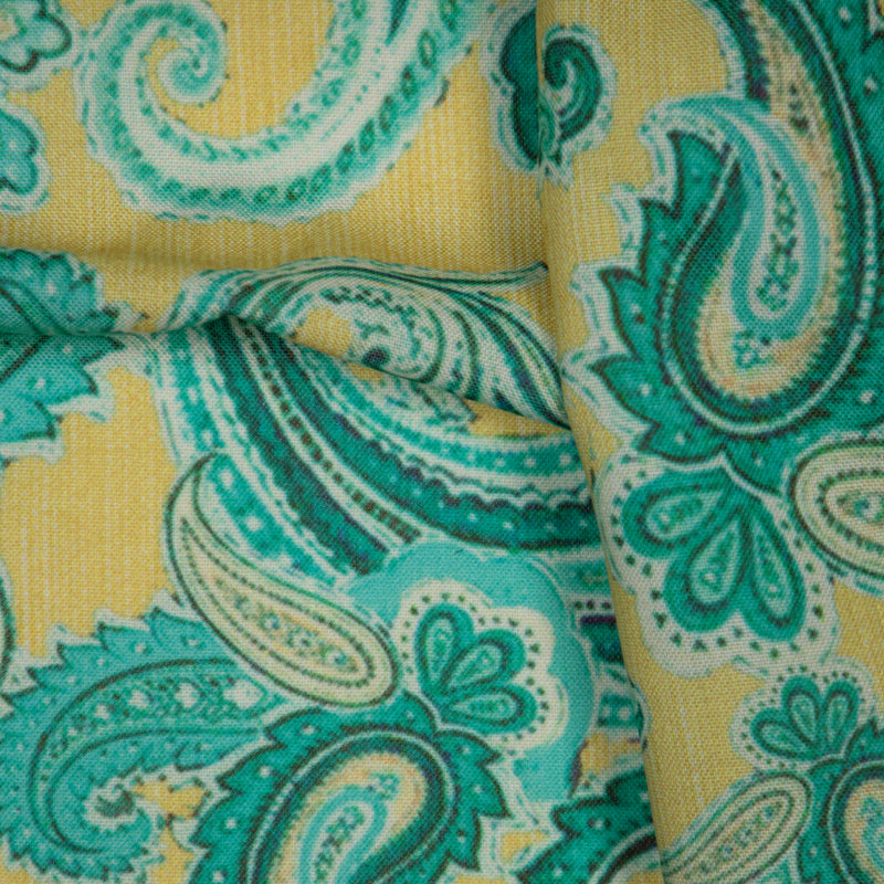 Pastel Blue Paisely Digital Print Rayon Fabric - Fabcurate