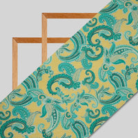 Pastel Blue Paisely Digital Print Rayon Fabric - Fabcurate