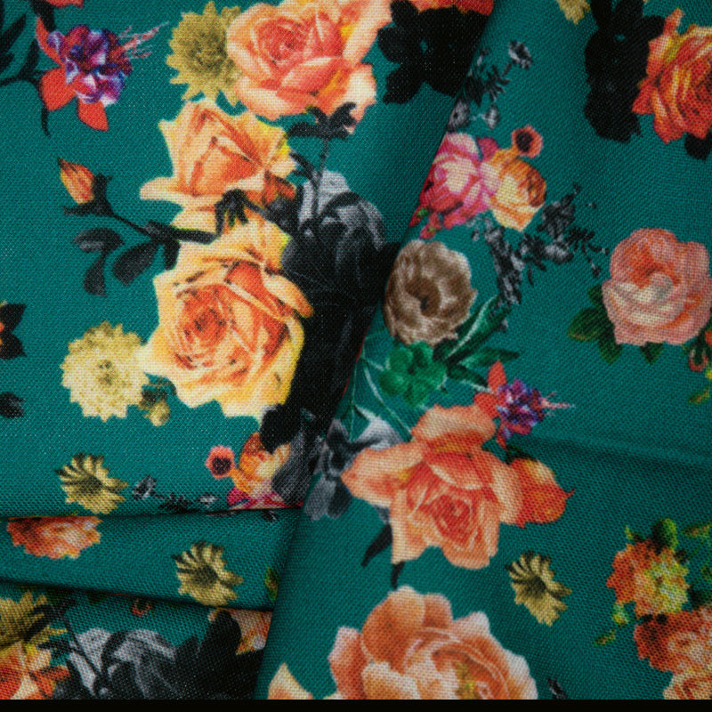 Multicolor Floral Digital Print Rayon Fabric