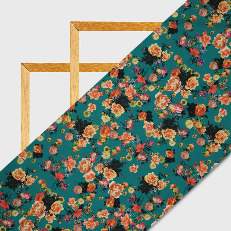 Multicolor Floral Digital Print Rayon Fabric