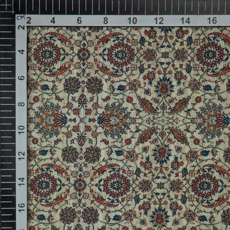Cream Ethnic Digital Print Rayon Fabric - Fabcurate