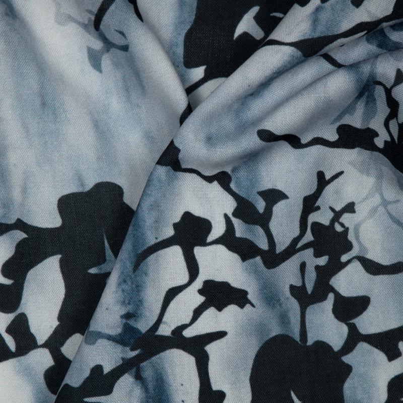 Black Abstract Digital Print Rayon Fabric - Fabcurate