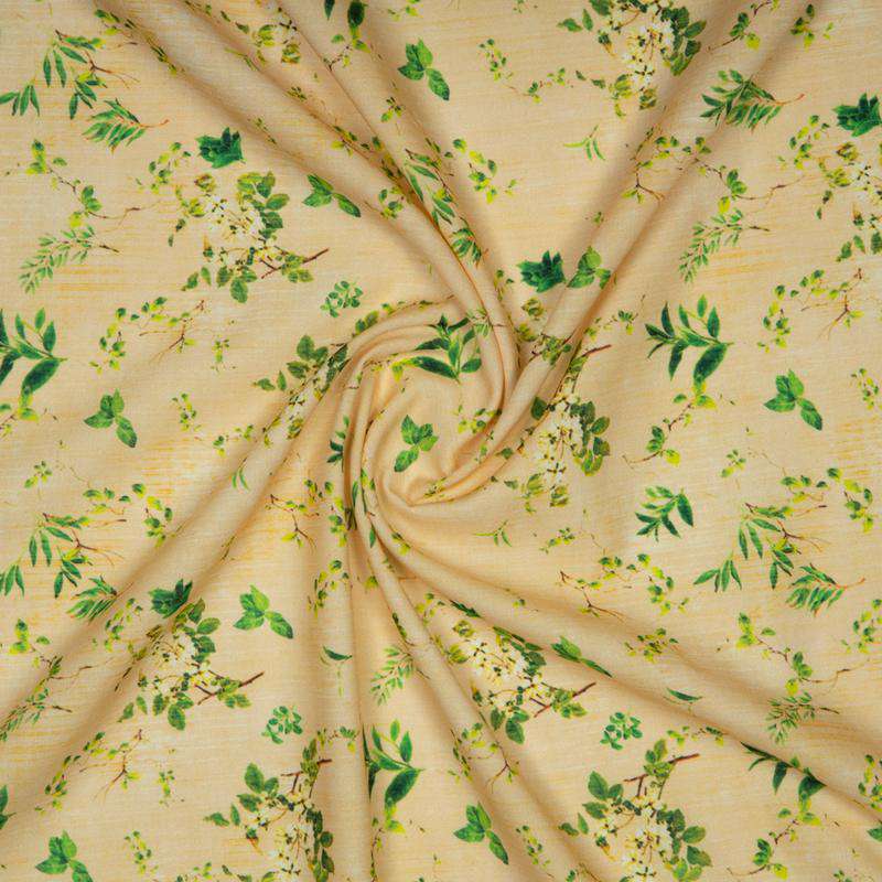 Green Floral Digital Print Rayon Fabric - Fabcurate