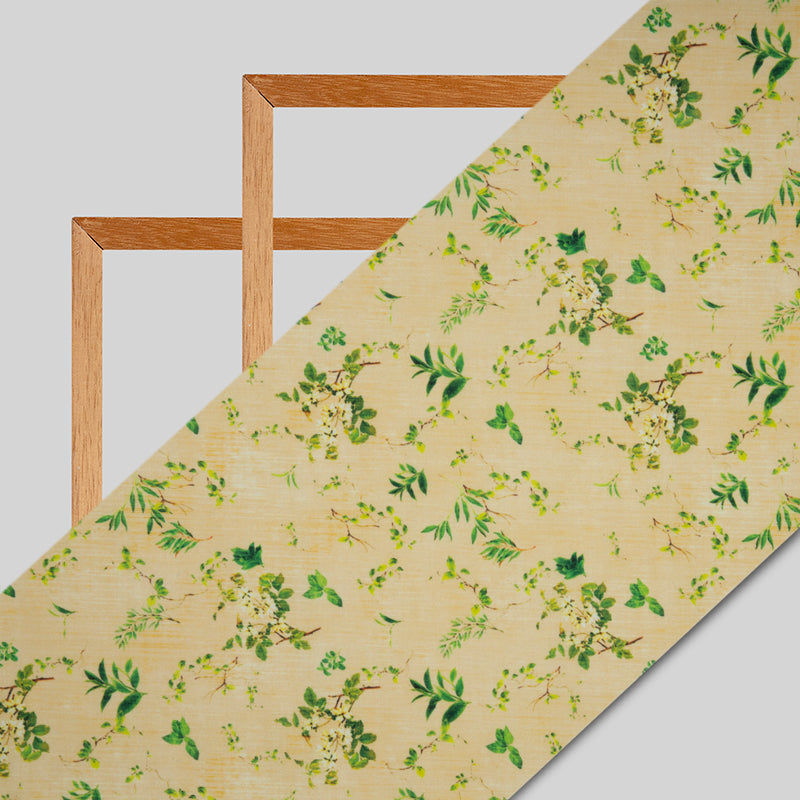 Green Floral Digital Print Rayon Fabric - Fabcurate