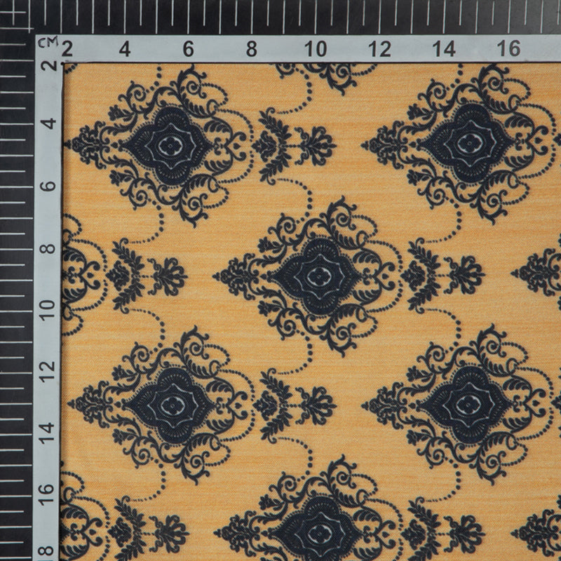 Black And Beige Ethnic Digital Print Rayon Fabric - Fabcurate