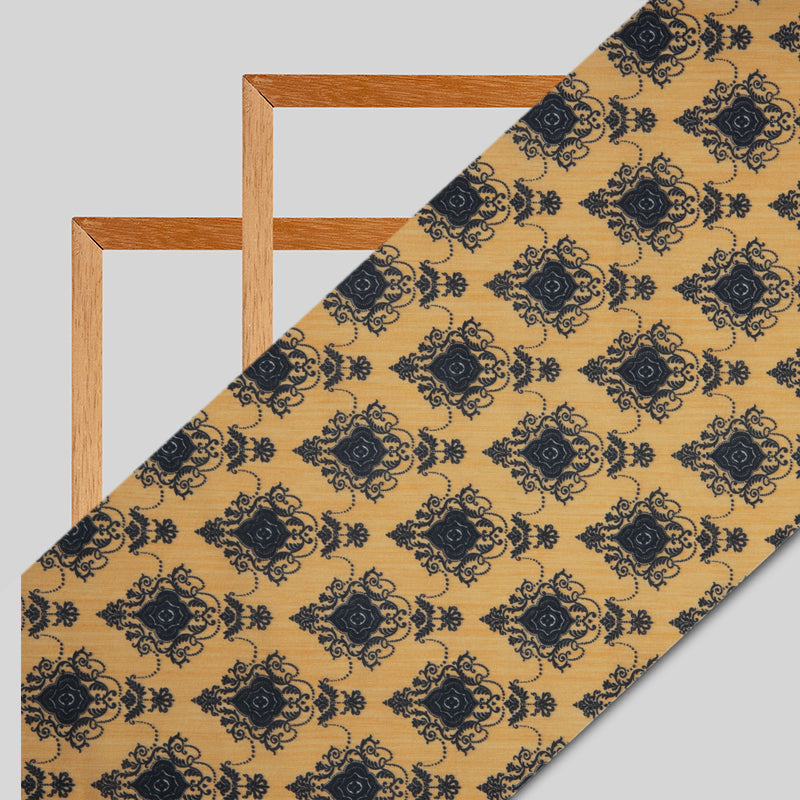 Black And Beige Ethnic Digital Print Rayon Fabric - Fabcurate