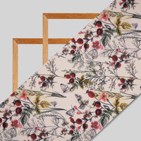 Off White Floral Digital Print Rayon Fabric - Fabcurate