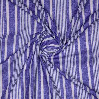 Pastel Blue Stripes Digital Print Rayon Fabric - Fabcurate