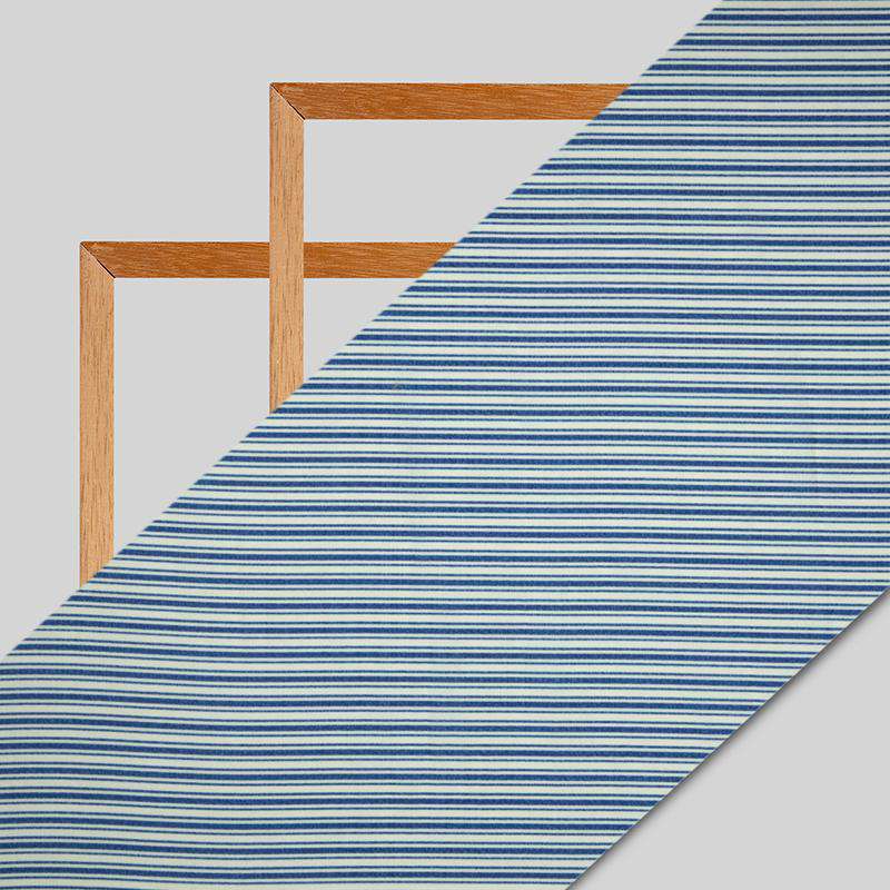 Beige Stripes Digital Print Rayon Fabric - Fabcurate