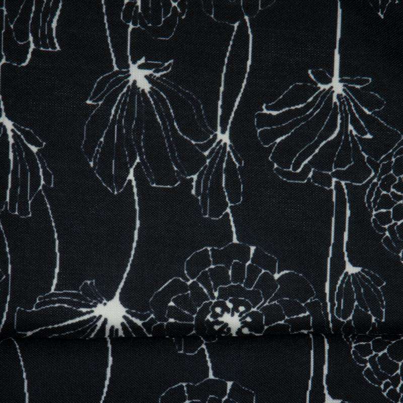 Black Floral Digital Print Rayon Fabric - Fabcurate