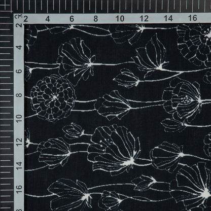 Black Floral Digital Print Rayon Fabric - Fabcurate