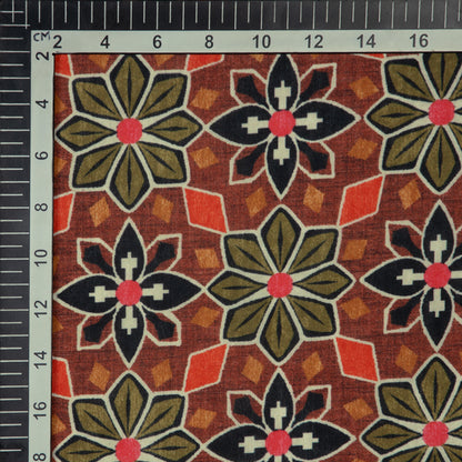 Brown Ethnic Digital Print Rayon Fabric - Fabcurate