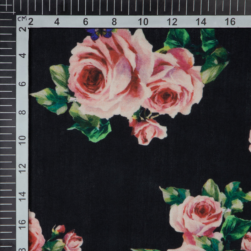 Pink Floral Digital Print Rayon Fabric - Fabcurate