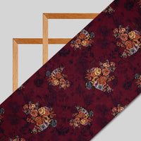 Maroon Floral Digital Print Rayon Fabric - Fabcurate