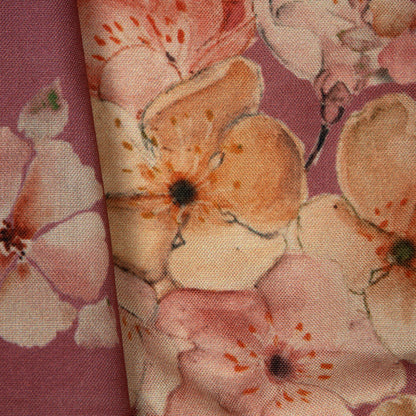 Pastel Pink Floral Digital Print Rayon Fabric - Fabcurate