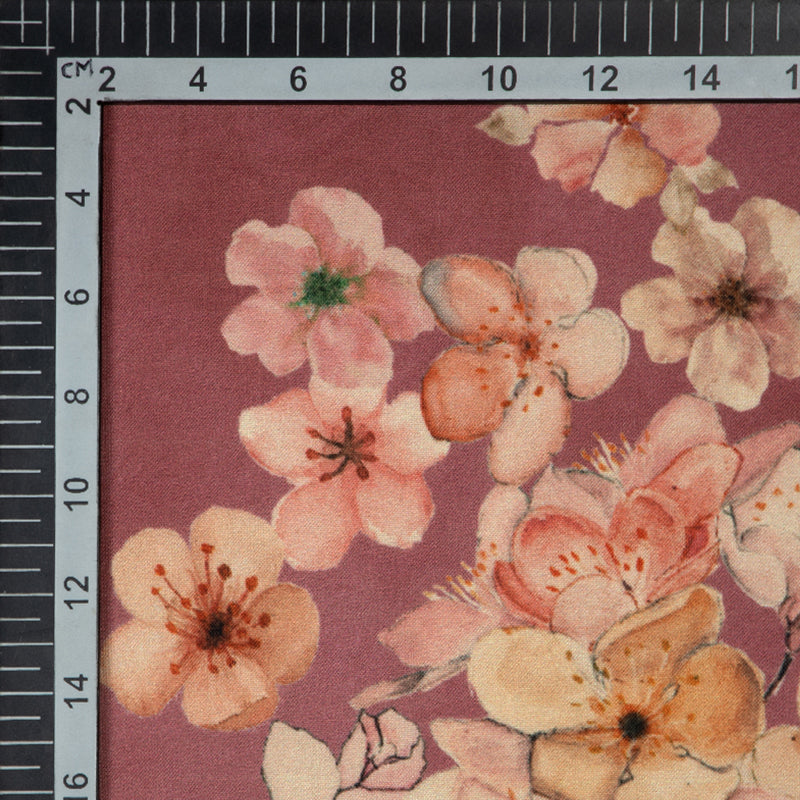 Pastel Pink Floral Digital Print Rayon Fabric - Fabcurate