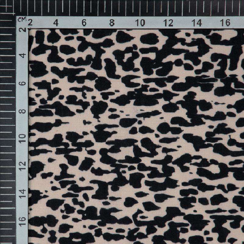 Black And Beige Animal Digital Print Rayon Fabric - Fabcurate