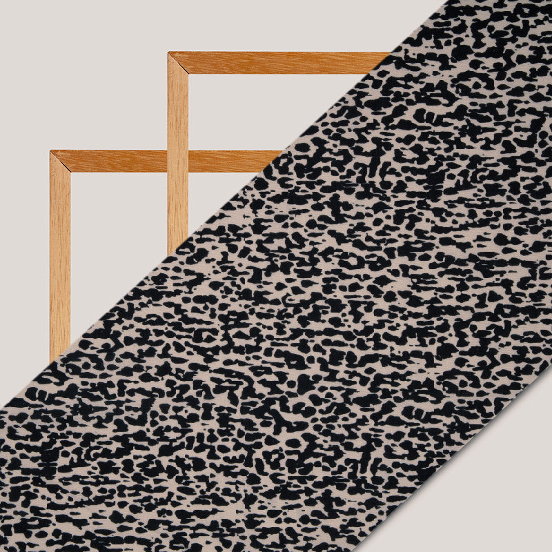 Black And Beige Animal Digital Print Rayon Fabric - Fabcurate