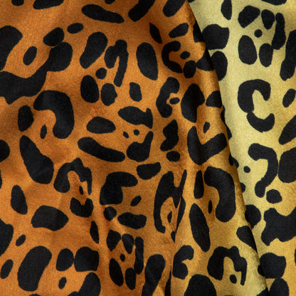 Light Brown And Black Animal Digital Print Japan Satin Fabric - Fabcurate