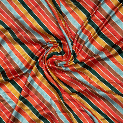 Multicolor Stripes Digital Print Japan Satin Fabric - Fabcurate