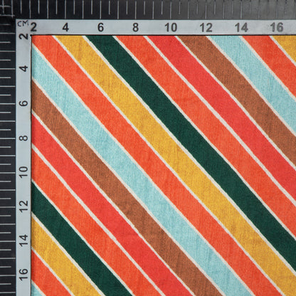 Multicolor Stripes Digital Print Japan Satin Fabric - Fabcurate