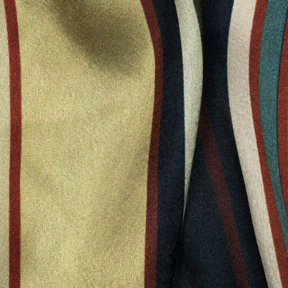 Brown Stripes Digital Print Japan Satin Fabric - Fabcurate