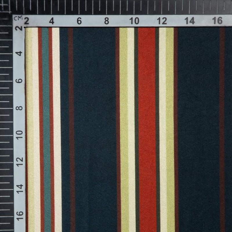 Brown Stripes Digital Print Japan Satin Fabric - Fabcurate