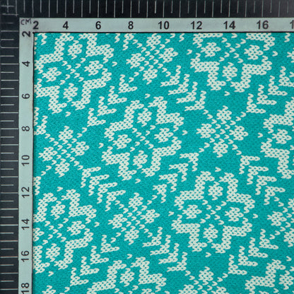 Sky Blue Patola Digital Print Japan Satin Fabric - Fabcurate