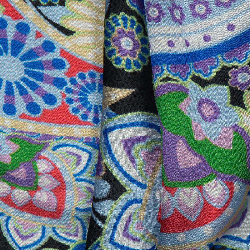 Blue Paisely Digital Print Japan Satin Fabric - Fabcurate