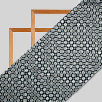 Black Geometrical Digital Print Japan Satin Fabric - Fabcurate