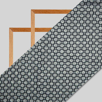 Black Geometrical Digital Print Japan Satin Fabric - Fabcurate