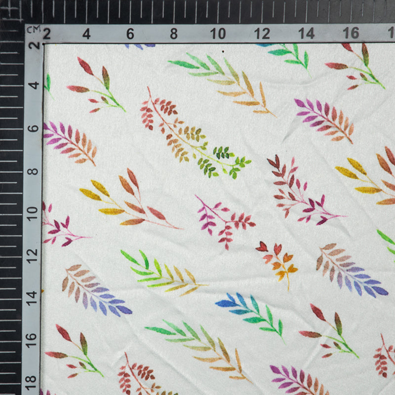 Multicolor Leaf Digital Print Japan Satin Fabric - Fabcurate