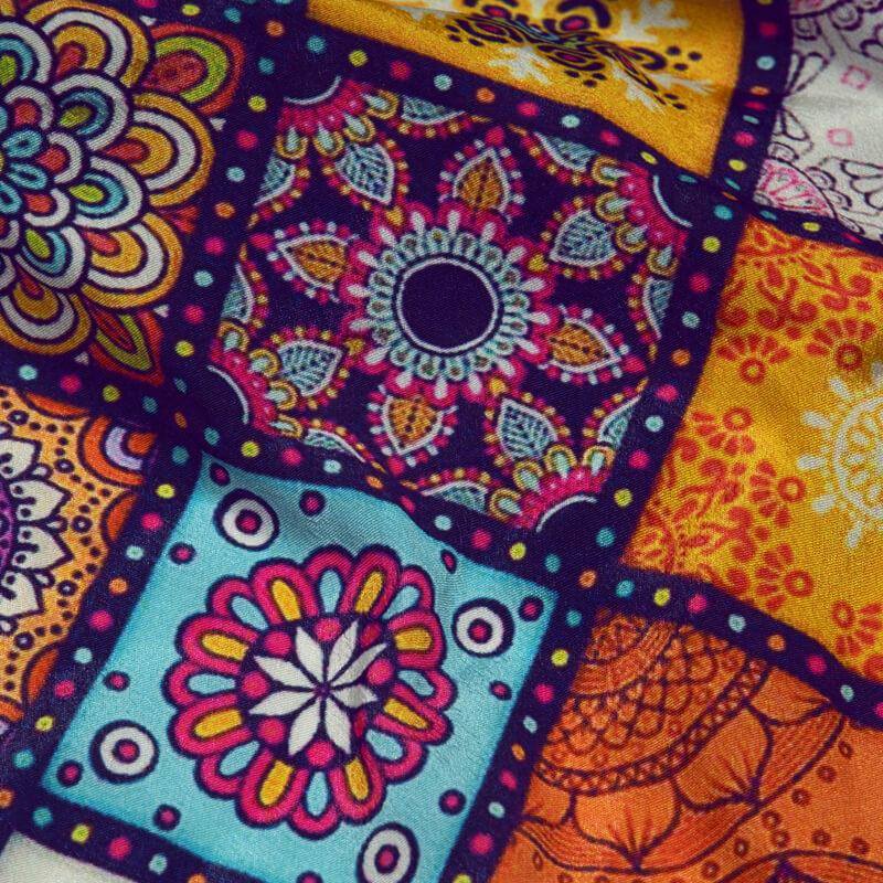 Multicolor Checks Digital Print Crepe Silk Fabric - Fabcurate