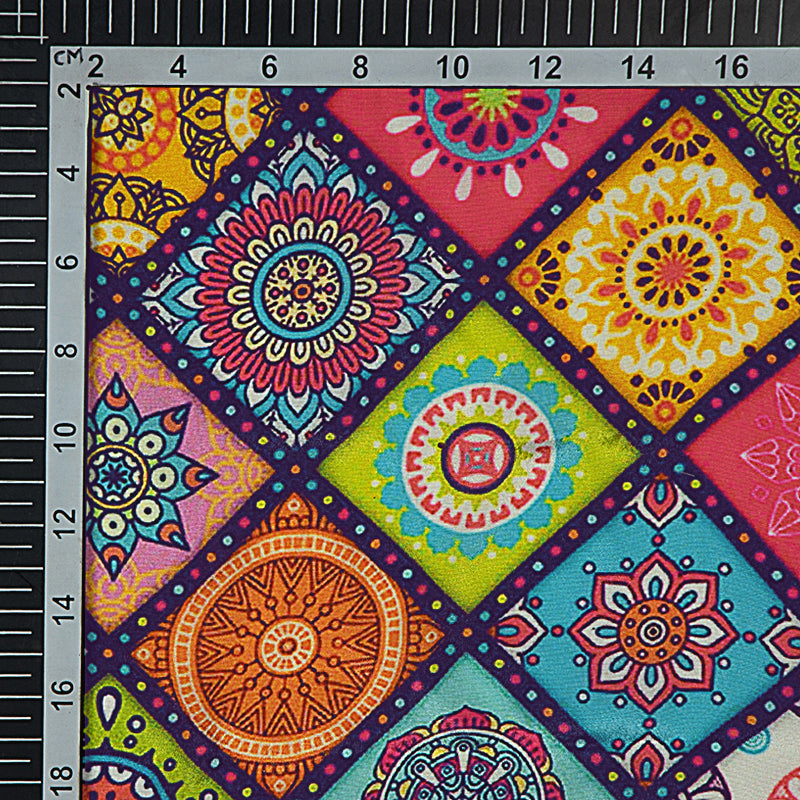 Multicolor Gamthi Digital Print Crepe Silk Fabric