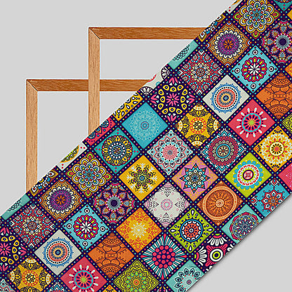 Multicolor Gamthee Digital Print Crepe Silk Fabric
