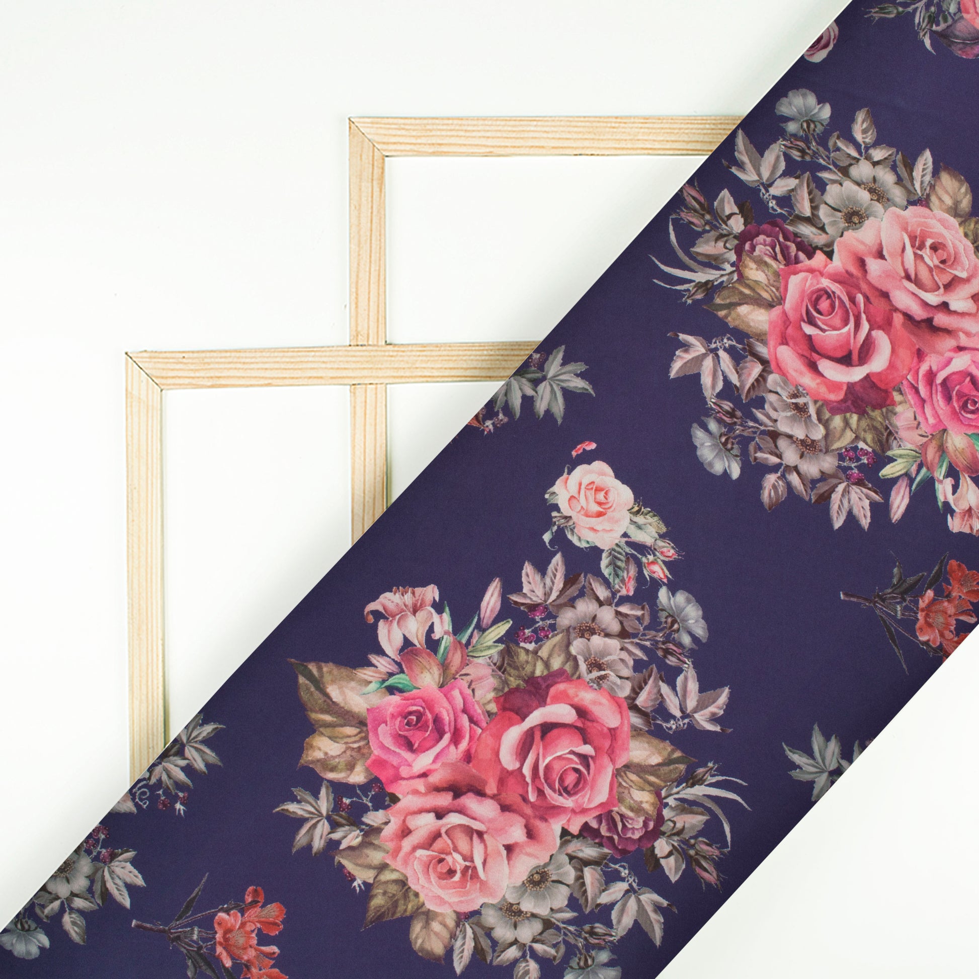Purple Floral Digital Print Crepe Silk Fabric - Fabcurate