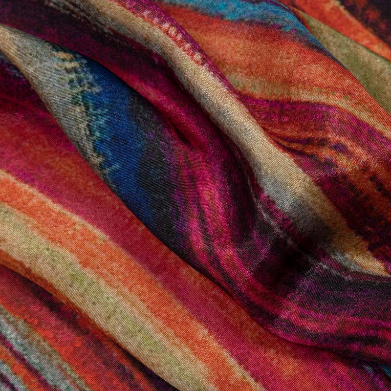 Multicolor Abstract Digital Print Crepe Silk Fabric - Fabcurate
