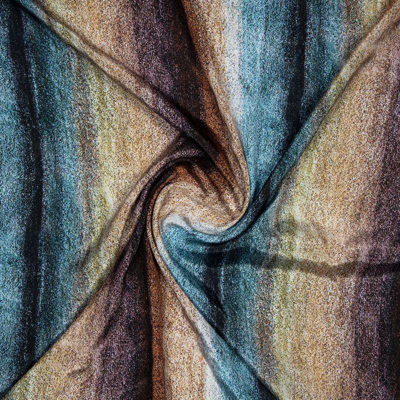Multicolor Abstract Digital Print Crepe Silk Fabric - Fabcurate