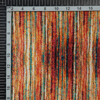 Red Abstract Digital Print Crepe Silk Fabric - Fabcurate