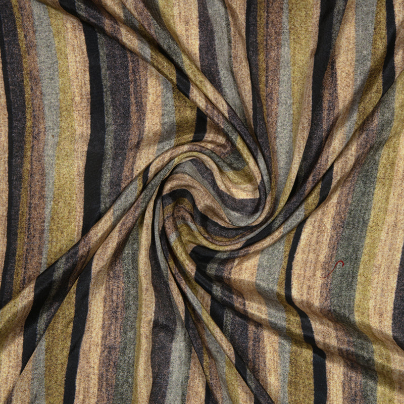 Beige And Black Texture Pattern Digital Print Crepe Silk Fabric