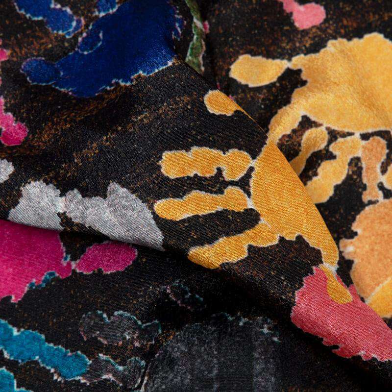 Multicolor Object Digital Print Crepe Silk Fabric - Fabcurate