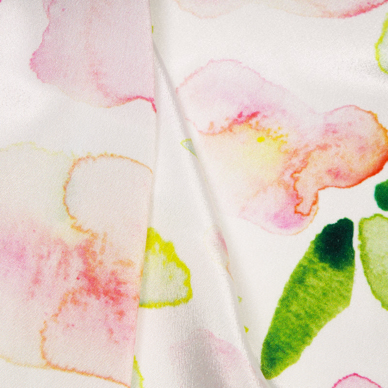Baby Pink Floral Patten Digital Print Crepe Silk Fabric