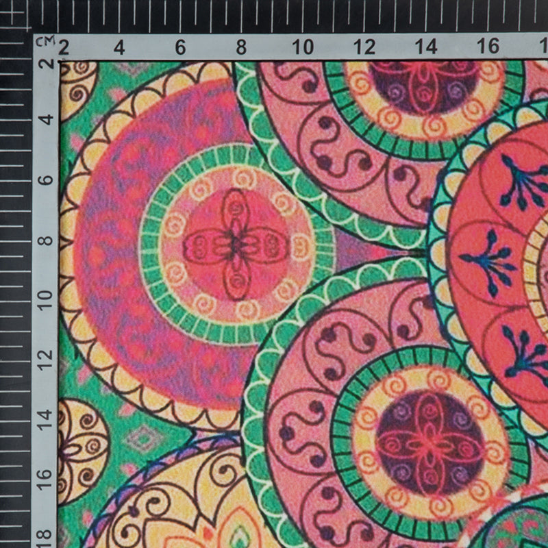 Multicolor Geometric Digital Print Gerogette Satin Fabric - Fabcurate