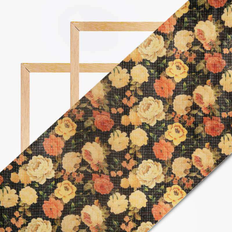 Multicolor Floral Pattern Digital Print Kota Doria Fabric - Fabcurate