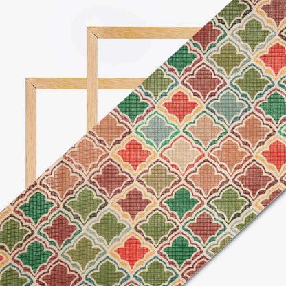 Multicolor Ethnic Pattern Digital Print Kota Doria Fabric - Fabcurate