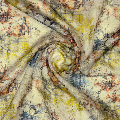 Multicolor Floral Pattern Digital Print Kota Doria Fabric - Fabcurate