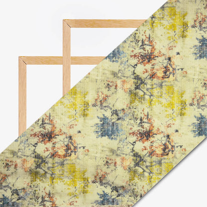 Multicolor Floral Pattern Digital Print Kota Doria Fabric - Fabcurate