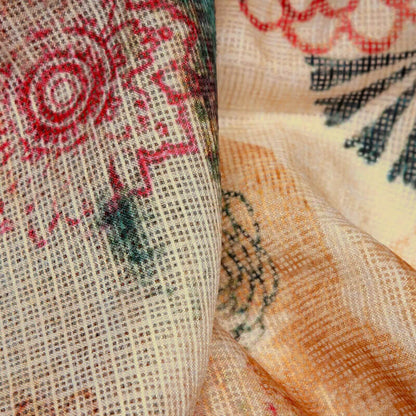 Multicolor Floral Pattern Digital Print Kota Doria Fabric - Fabcurate